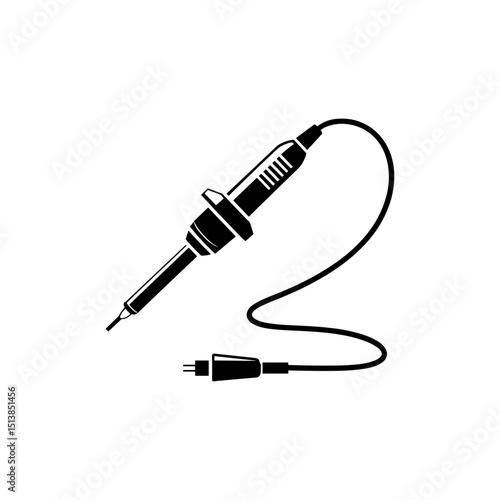 Soldering Iron Silhouette: A sleek, isolated silhouette of a soldering iron, a symbol of precision and technical skill. Evoking the craft of electronics.