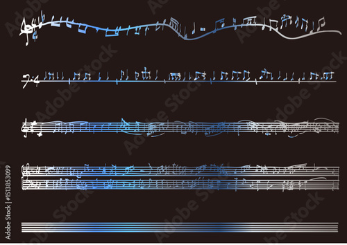 青写真風楽譜ライン黒背景