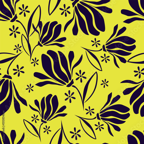 Beautiful floral pattern in small abstract flowers. Small colorful flowers. Dark Blue background. Ditsy print. Floral seamless background. The elegant the template for fashion prints