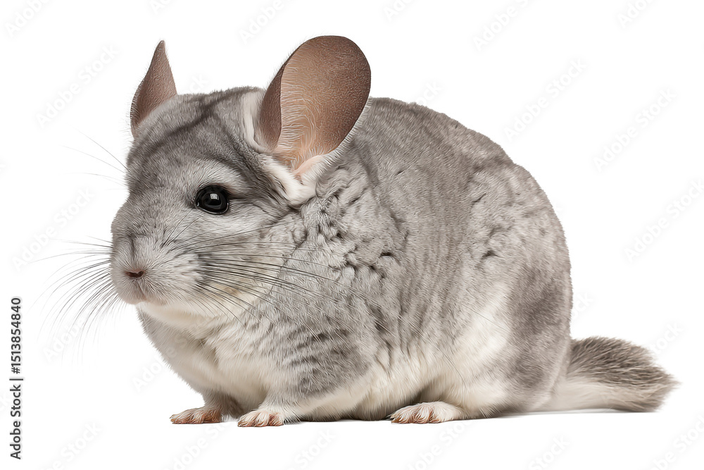 Obraz premium Cute Chinchilla Isolated on Transparent Background