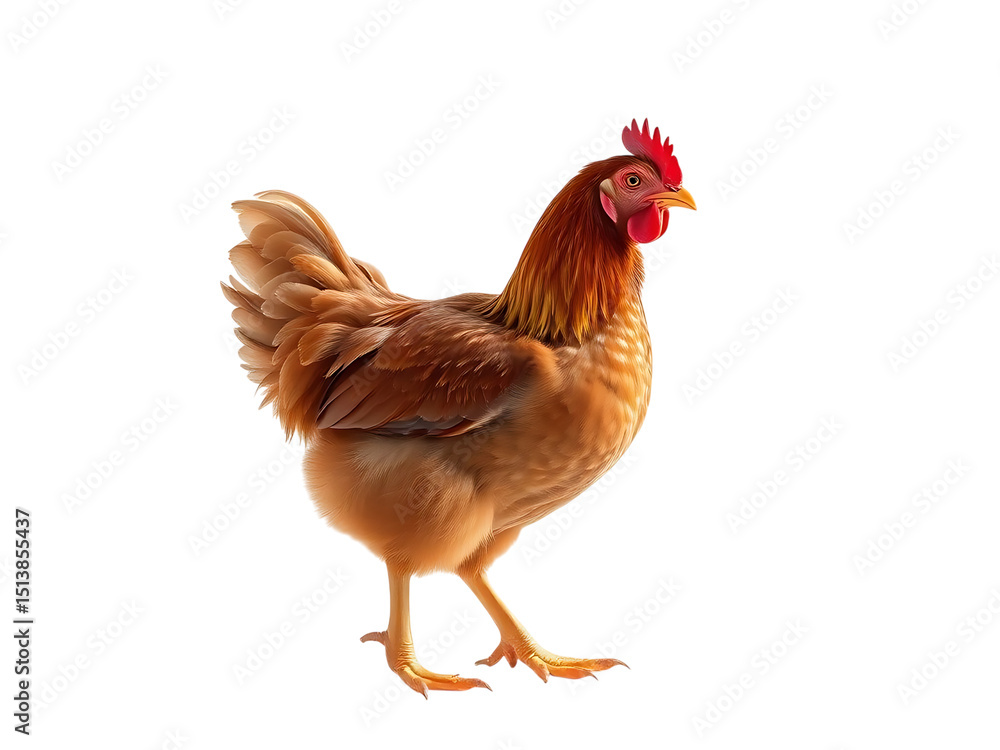 Fototapeta premium Beautiful detailed illustration of a brown hen on a transparent background