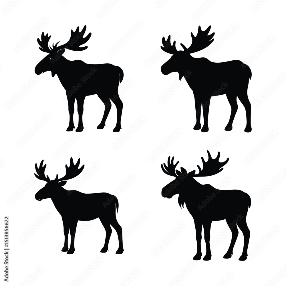 Fototapeta premium set of deer silhouettes
