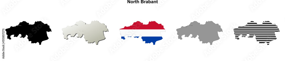 Fototapeta premium North Brabant province blank outline map set