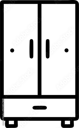 cupboard vector outline icon on white or transparent background	