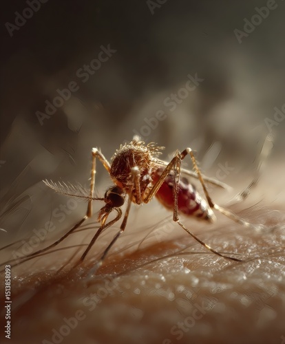 Wallpaper Mural Extreme close-up macro of a red mosquito pest sucking blood Torontodigital.ca