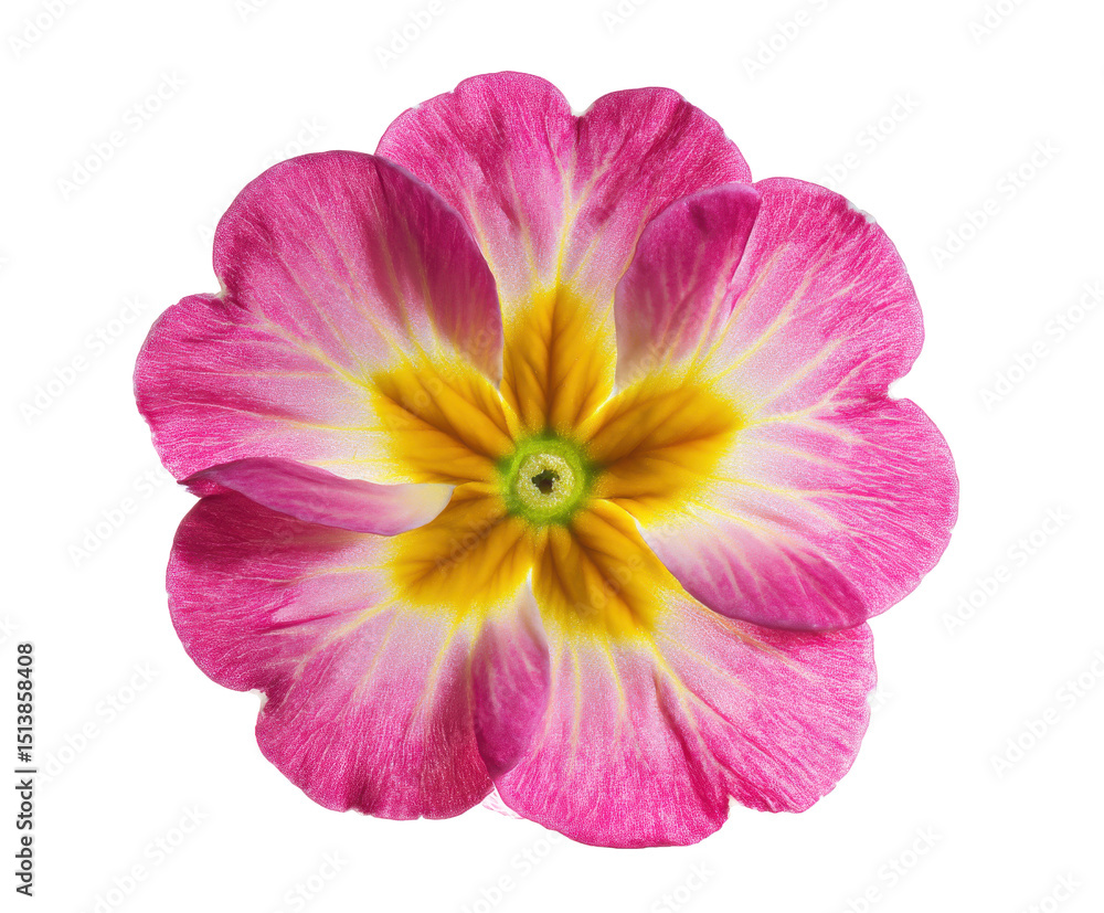 Fototapeta premium Vibrant Pink and Yellow Primula Flower Blossom Close-Up