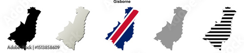 Gisborne (New Zealand) blank outline map set