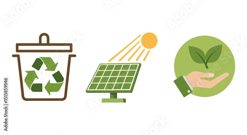 Vectors that symbolize ecology and renewable energy