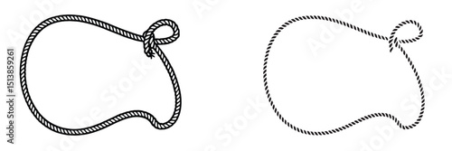 Rope Border Lasso vector silhouette illustration, Rope Frame Border vector Lasso concept on white background EPS
