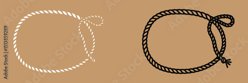 Rope Border Lasso vector silhouette illustration, Rope Frame Border vector Lasso concept on white background EPS
