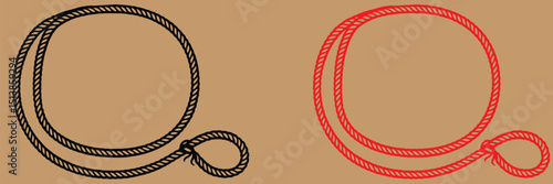 Rope Border Lasso vector silhouette illustration, Rope Frame Border vector Lasso concept on white background EPS
