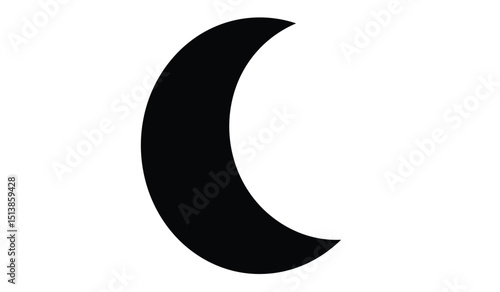 Black crescent moon isolated on white background