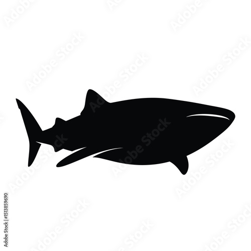 Fierce shark silhouette perfect for ocean, wildlife, fishing, and sports design projects.

