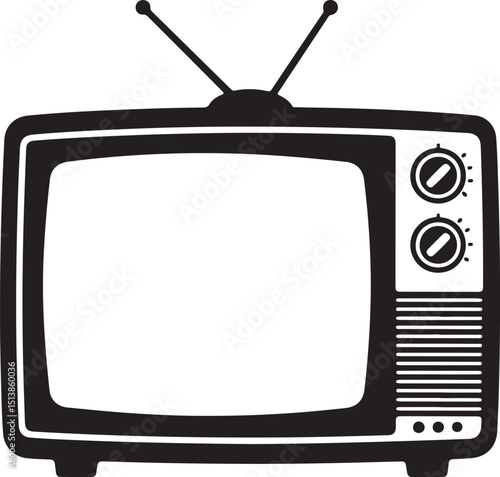 Retro tv set silhouette vector, Old television silhouette, old tv icon