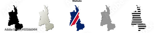 Waikato (New Zealand) blank outline map set