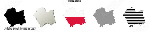 Malopolskie province blank outline map set