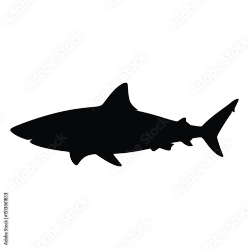 Aggressive shark silhouette for sports logos, marine art, tattoos, or ocean-themed graphics.

