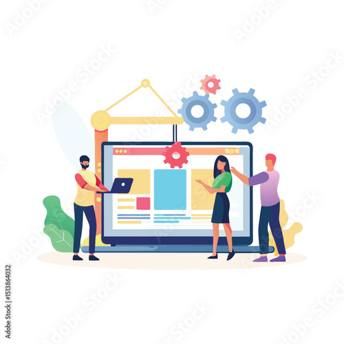 modern teamwork, planning, analytics ,info graphics, 2d illustration, vector