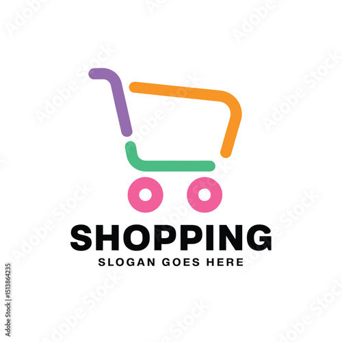 Colorful eCommerce logo design flat vector illustration