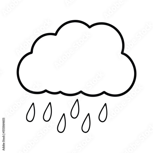 Rain cloud line art, Outline Rain cloud 