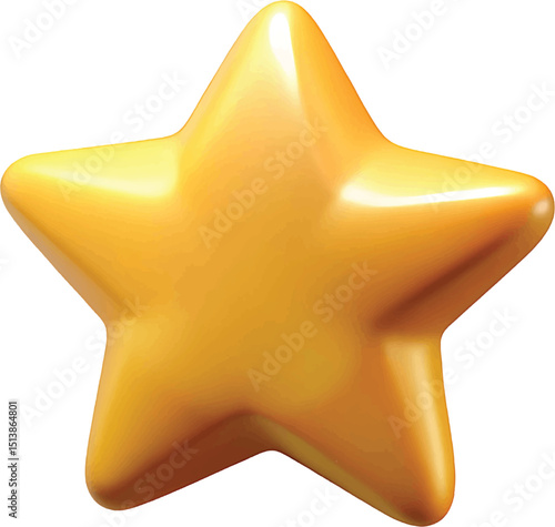 Luminous Golden 3D Star Icon | Rating, Award & Favorite Symbol