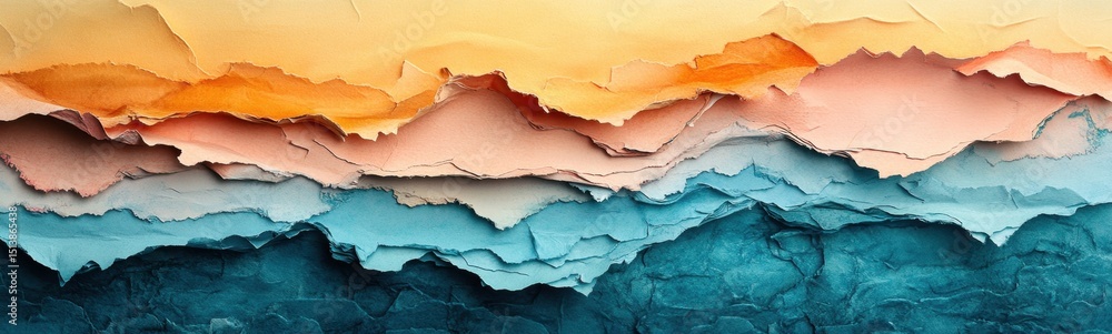 Obraz premium Painting with different colors layered paper textures banner
