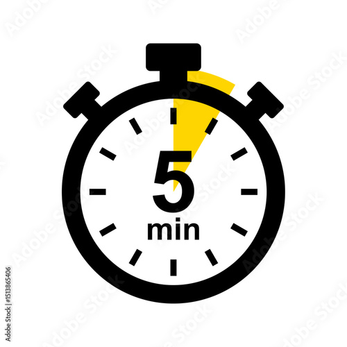 5 minute timer. Stopwatch icon