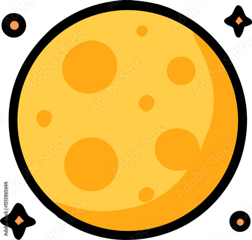Full moon icon suitable for Halloween designs, spooky concepts, horrorthemed projects, ghost stories, and eerie illustrations.