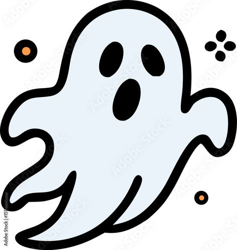 Ghost icon with large eyes suitable for Halloween designs, spooky concepts, horrorthemed projects, ghost stories, and eerie illustrations.