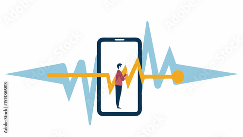Digital Healthcare Innovation Man Analyzing Data on Mobile Phone with Medical Chart Showing Telemedicine eHealth and