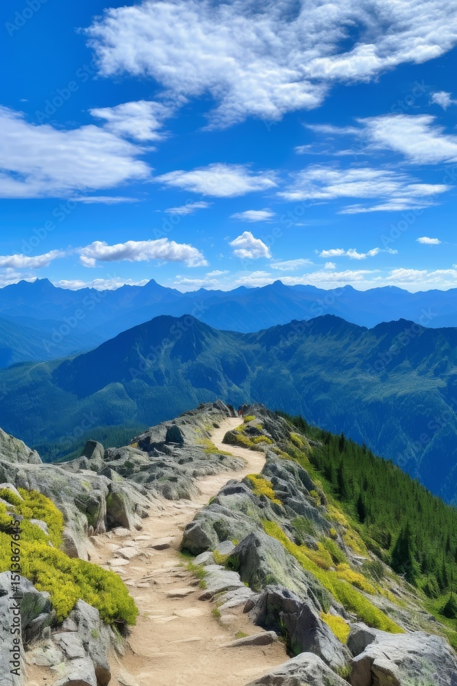 Fototapeta premium Majestic mountain ridge trail stunning panoramic view