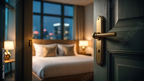 Luxury Hotel Room Night View Cityscape