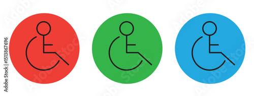set of disability person sign, wheelchair symbol icon
