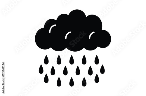 Rain cloud silhouette vector 
