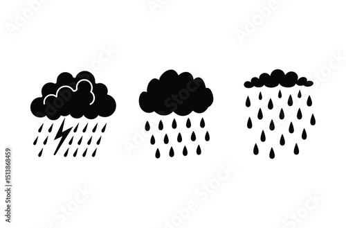 Rain cloud silhouette vector 