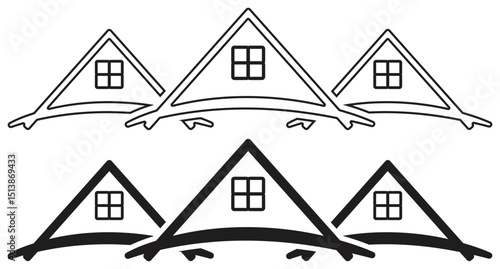 Set of House Roof Modern Icon.