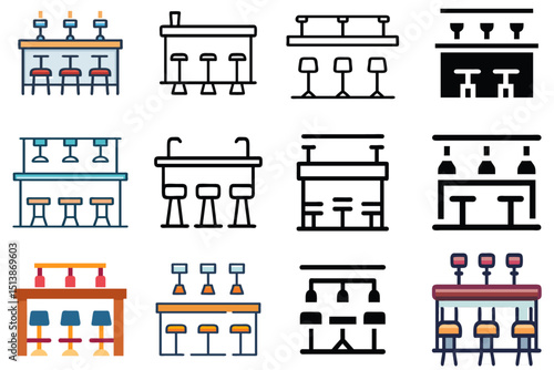 bar-counter-with-stools-icon-design