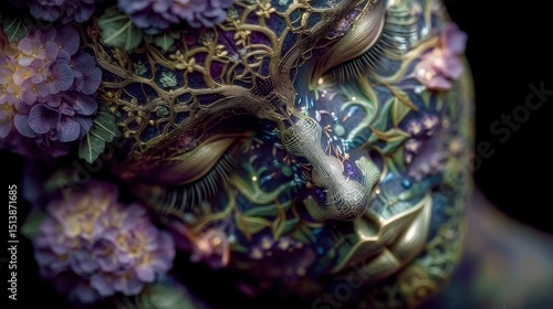 Wallpaper Mural Serene Face  Floral Design  AI Art  Nature  Beauty  Mystical  Golden Details   8K Resoluti Torontodigital.ca