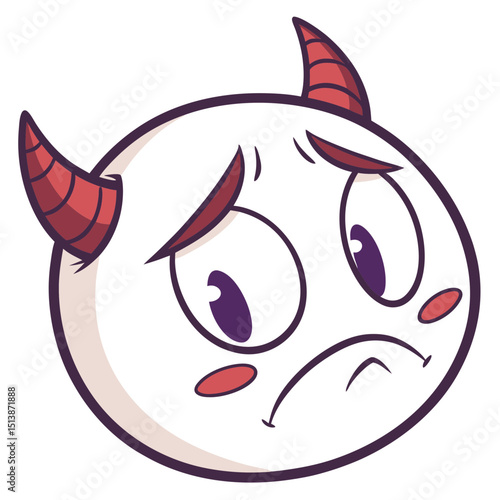 Sad Demon Emoji Face with Small Horns
