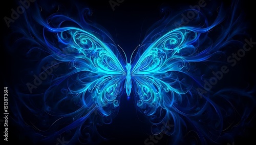 Glowing Blue Butterfly Wings Artwork