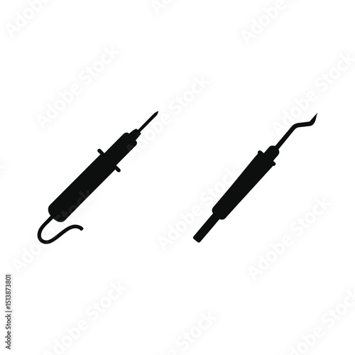 set of silhouettes of umbrella