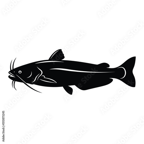 Classic catfish silhouette for fishing, wildlife, and freshwater-themed digital art.

