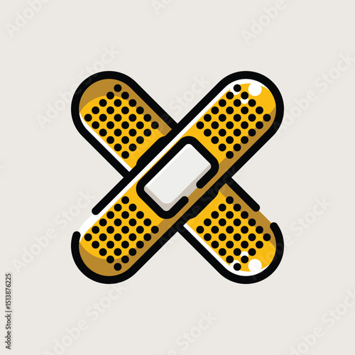  Medical Adhesive Bandage in Cross Shape Flat Style Vector Icon