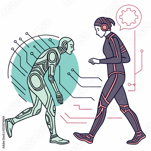  Transhumanism and Cyber Age Vector – Futuristic Tech-Human Illustration