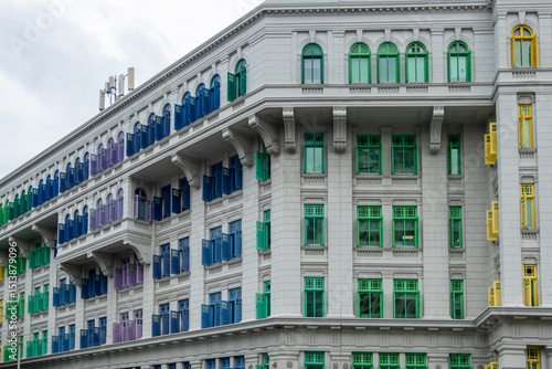Photography Colorful rainbow window of the Old Hill Street Police Station near Clarke Quay, Singapore
