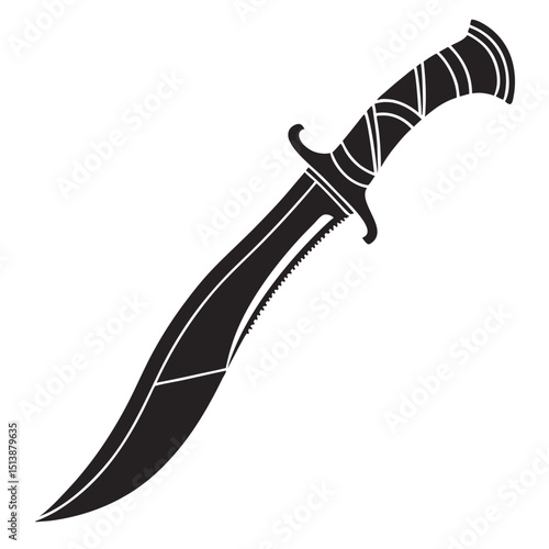 Traditional kurbani knife silhouette long curved eps