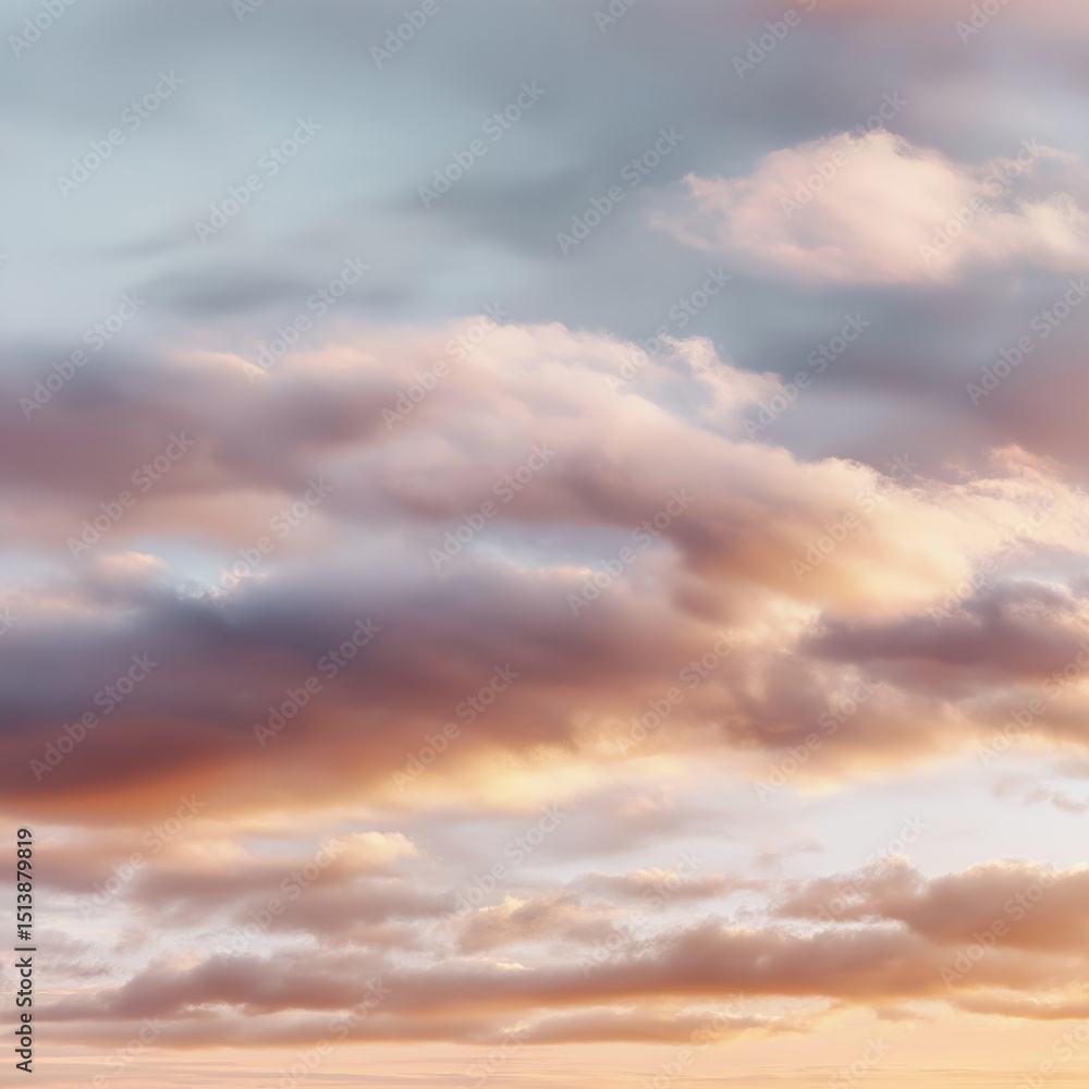 Fototapeta premium soft pastel sunrise clouds with plenty of copy space in the center, minimalistic background