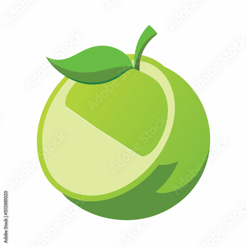 Cartoon lime slices green citrus fruit with leaves fresh fruit green and juicy royalty Free Stock image vector illustration on white background