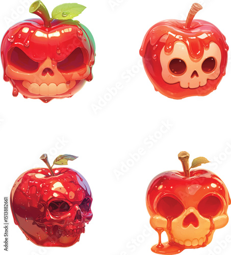 Eerie glowing apple with skull fantasy setting digital art surreal environment close-up view haunting concept