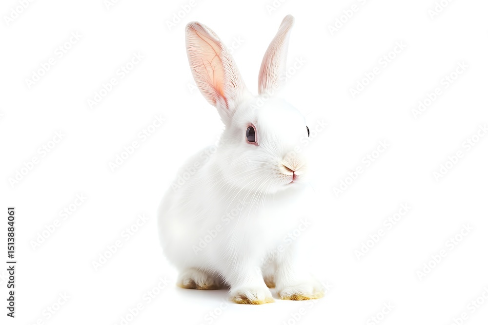 Adorable white baby rabbit on white background Adorable white baby rabbit on white background